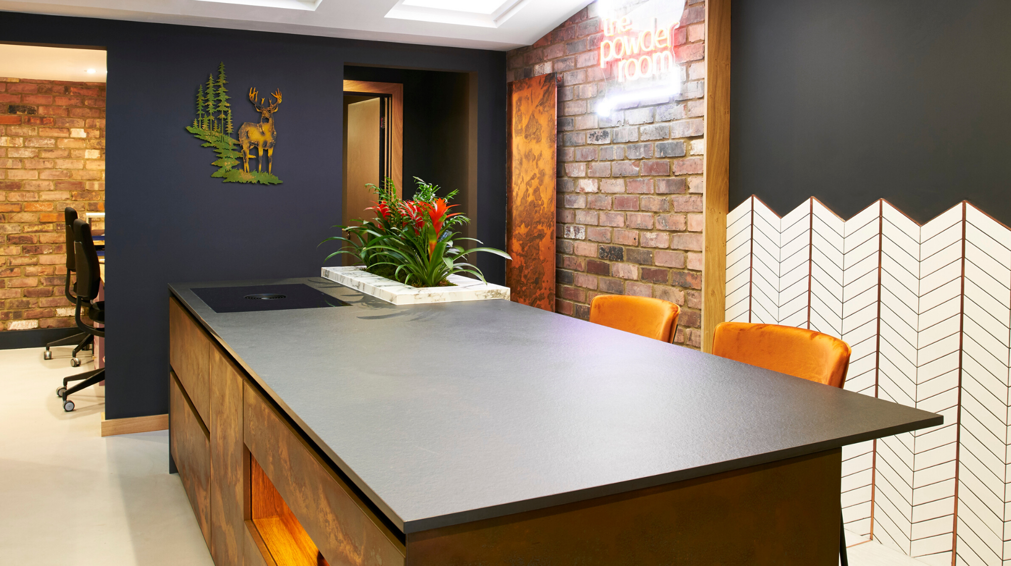 modern kitchen in essex showroom with island