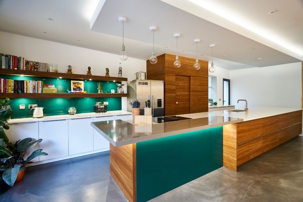 Modern Kitchen With Turquoise Finish